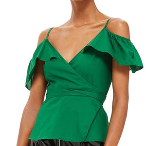 Ruffle Cold Shoulder Wrap Top